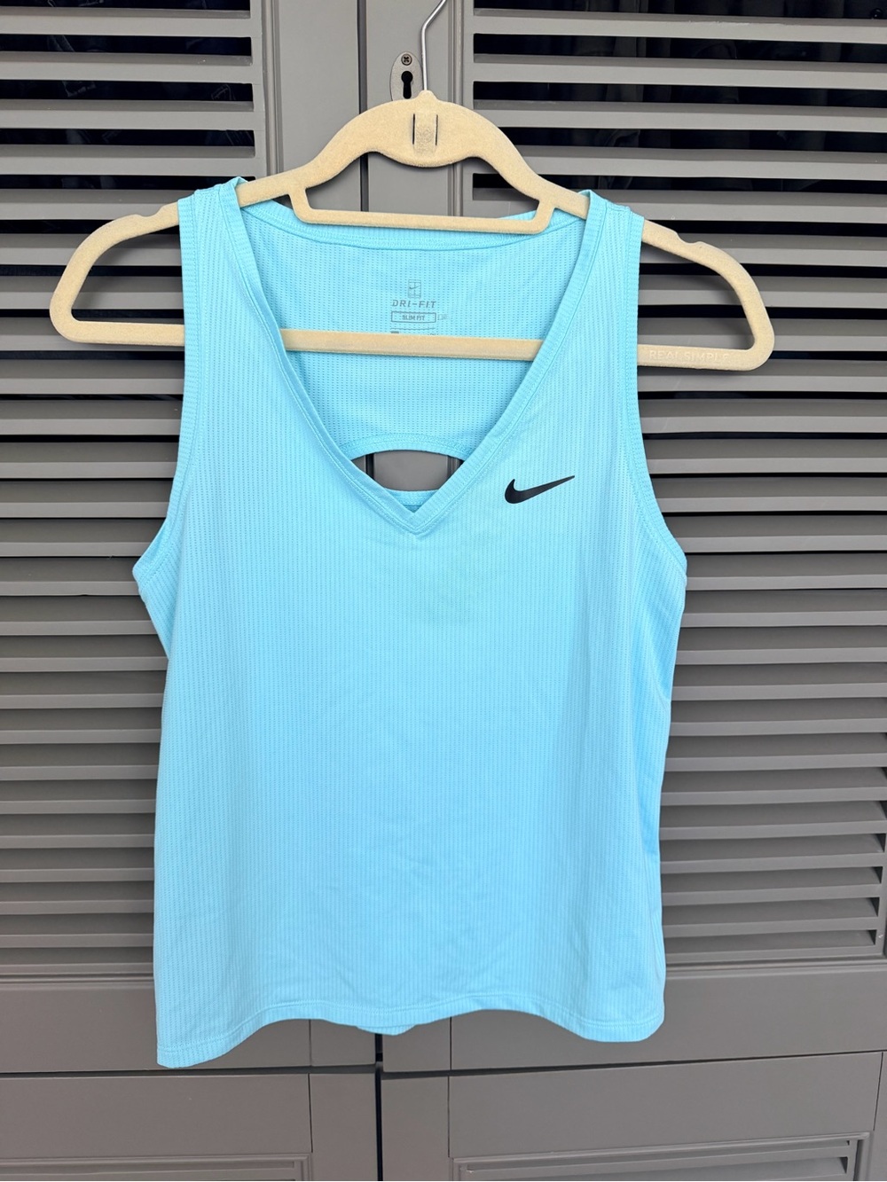 Nike Light Blue V-Neck Slim Fit Dri-FIT Tank Top